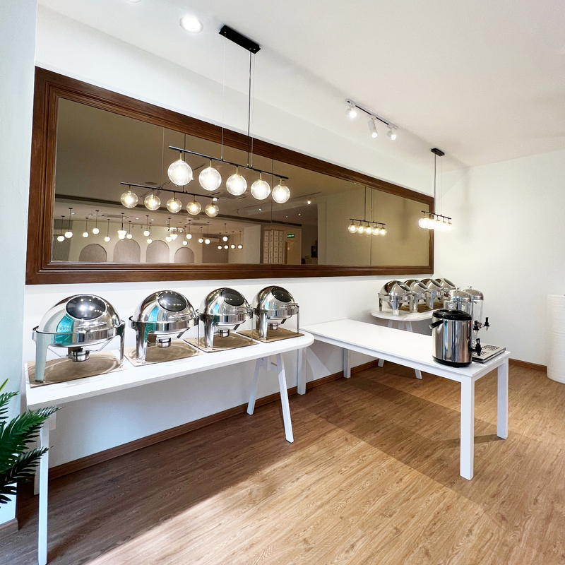 Long buffet table